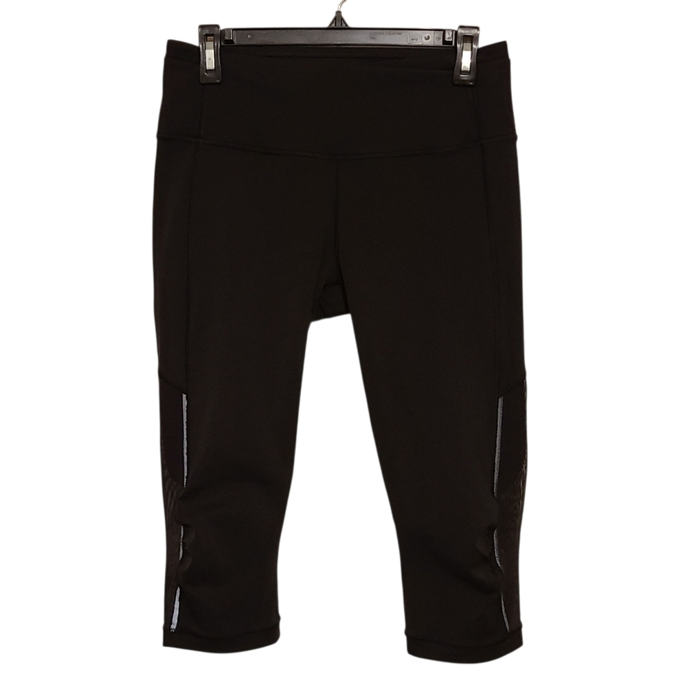 LULULEMON BLACK MESH CROPPED LEGGINGS SIZE SMALL